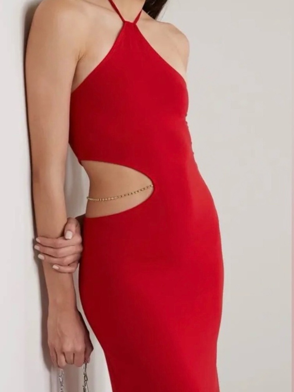 NWT Reformation Helio Halter Dress in Cherry